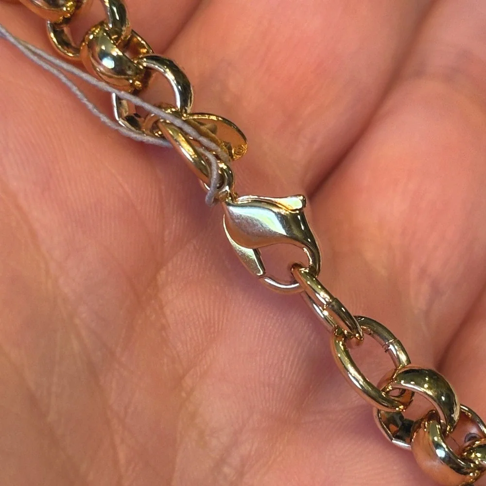 Monet Vintage Polished Gold Tone Thick Long Rolo Chain Necklace 17.5